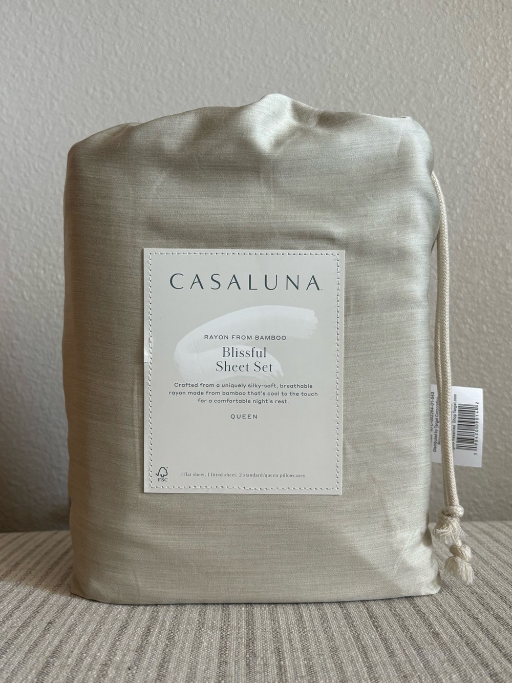 NWT Queen 400 Thread Count Rayon from Bamboo Sheet Set Natural - Casaluna